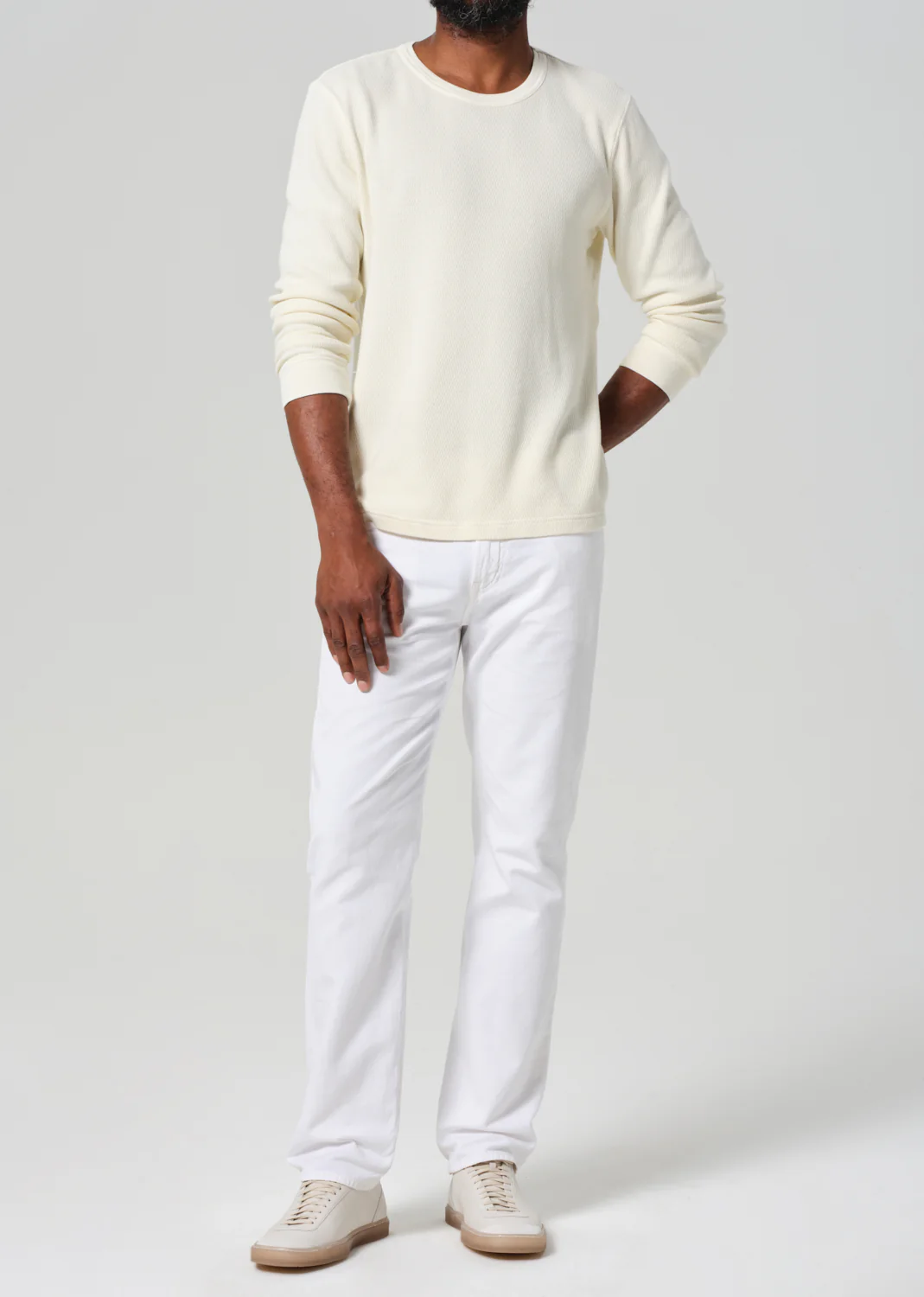 Elijah Straight Comfort Stretch Linen in White - Image 2